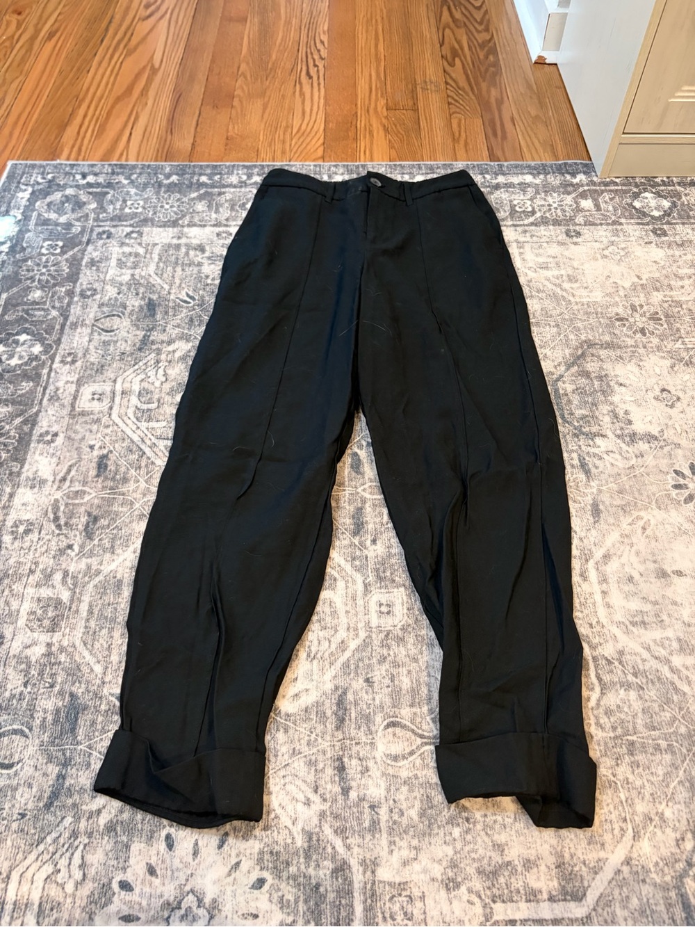 a new day Black Women's Relaxed Pleated Cuffed pants